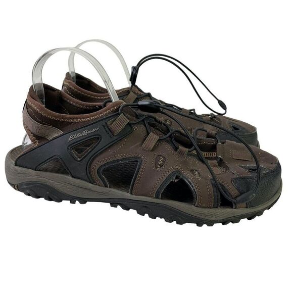 Eddie Bauer Rainer Mens Dark Brown Fisherman Water Sandals Closed Toe Shoes 11 - Picture 1 of 16